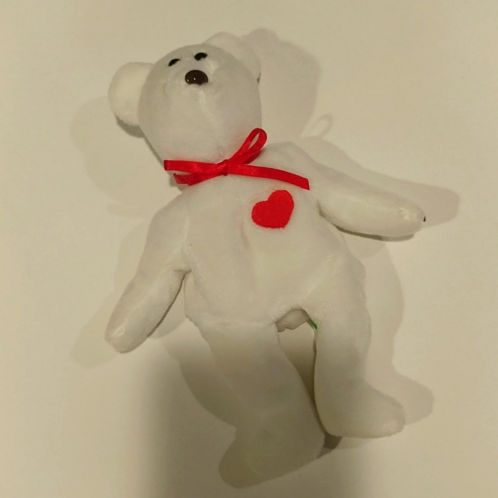 4/$15 🌻 Valentino White Heart Bear TY Beanie Baby